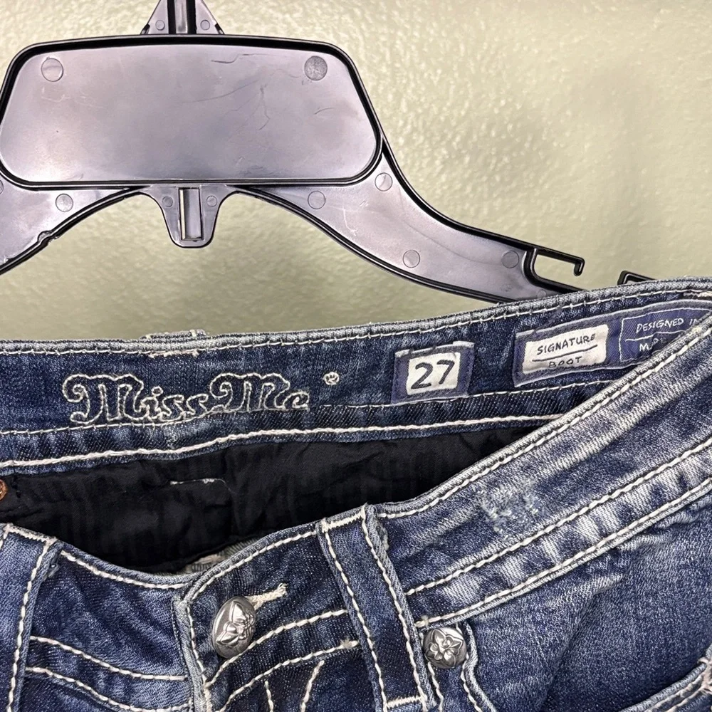 Miss Me Women's Distressed Blue Boot Cut Jeans - Picture 2 of 9